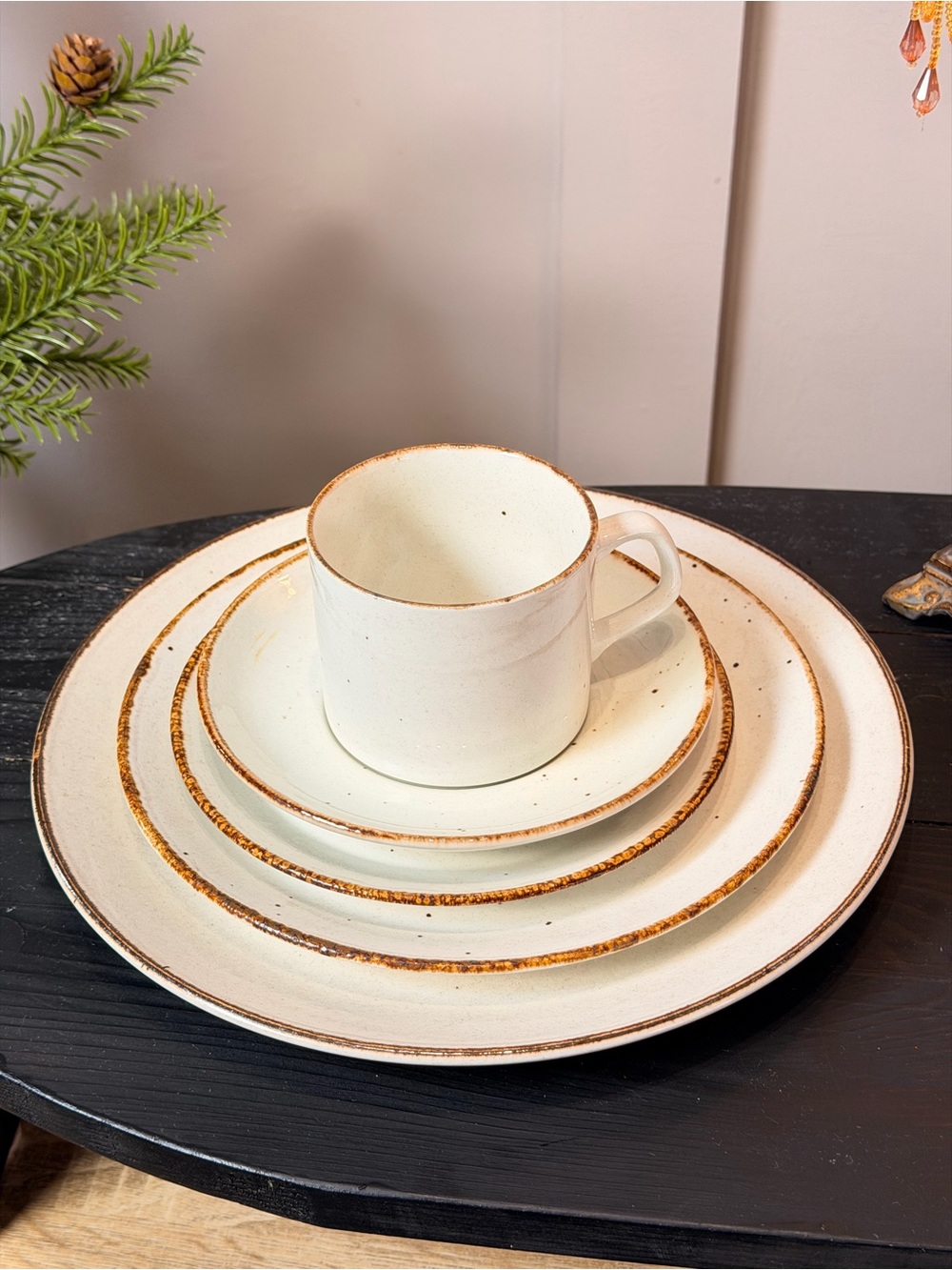 MCM J&G MEAKIN LIFESTYLE 5 pieces Dinner Set Stoneware Cream Brown England